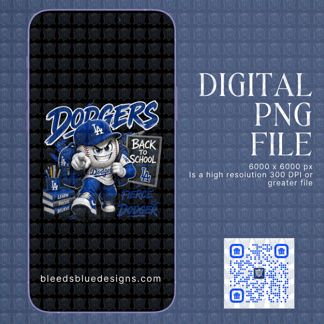 Dodgers Baseball Head Back To School PNG | Digital Art (6000x6000)