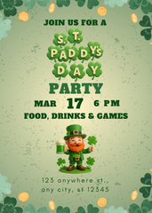 St. Paddy's Day Party Editable Invitation (Portrait)