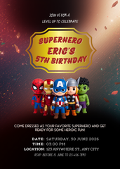 Superhero Birthday Editable Invitation (Portrait)