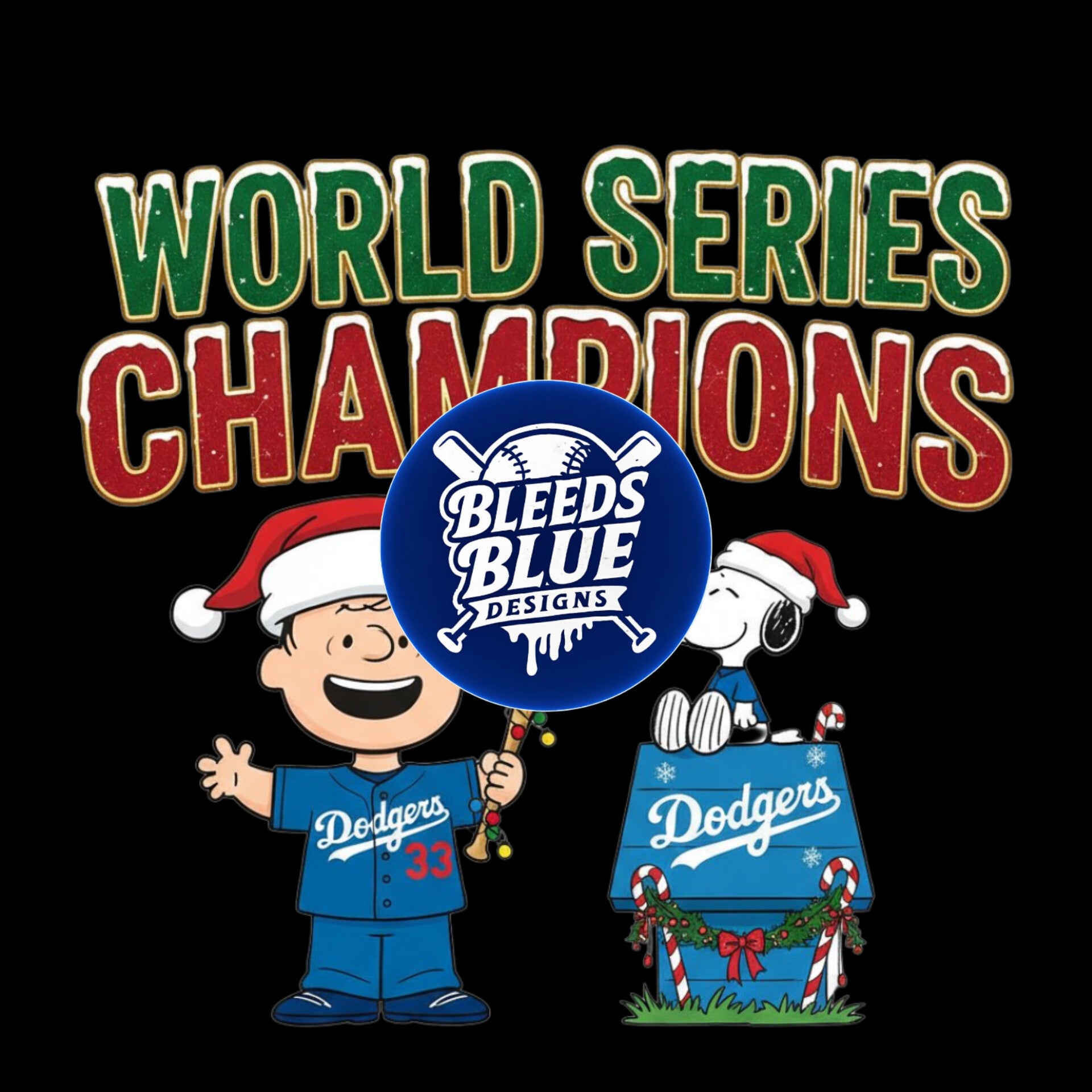 Holiday Charlie Brown and Snoopy World Series Champion Dodgers PNG | Digital Art (6000x6000)