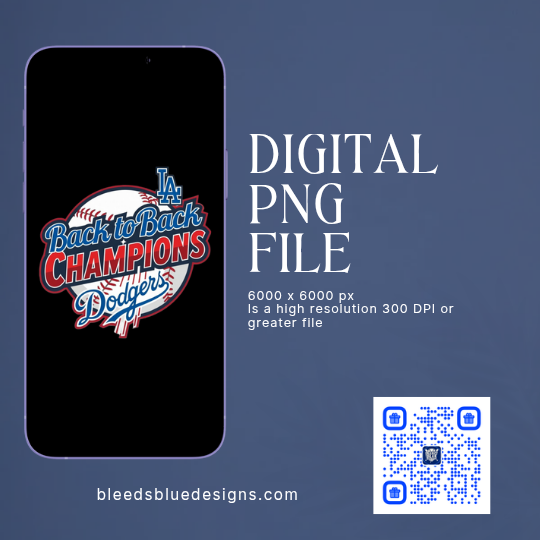 Dodgers Back to Back Champions Red Blue PNG | Digital Art (6000x6000)