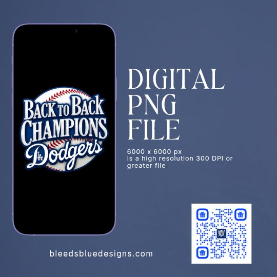 Dodgers Baseball Back to Back Champions PNG | Digital Art (6000x6000)