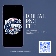 Dodgers Baseball Back to Back Champions PNG | Digital Art (6000x6000)