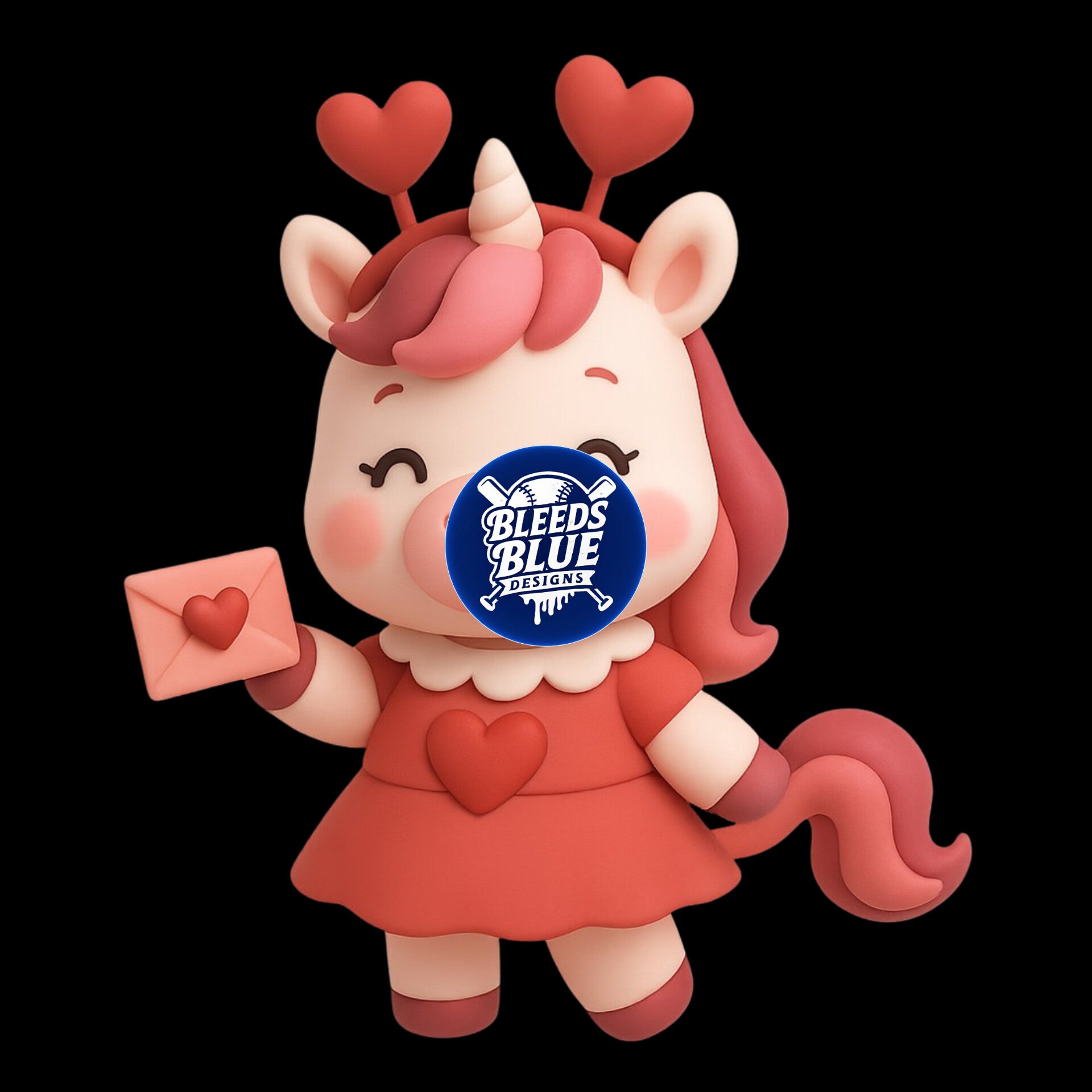 Pink Unicorn Valentine Heart Letter PNG | Digital Art (6000x6000)