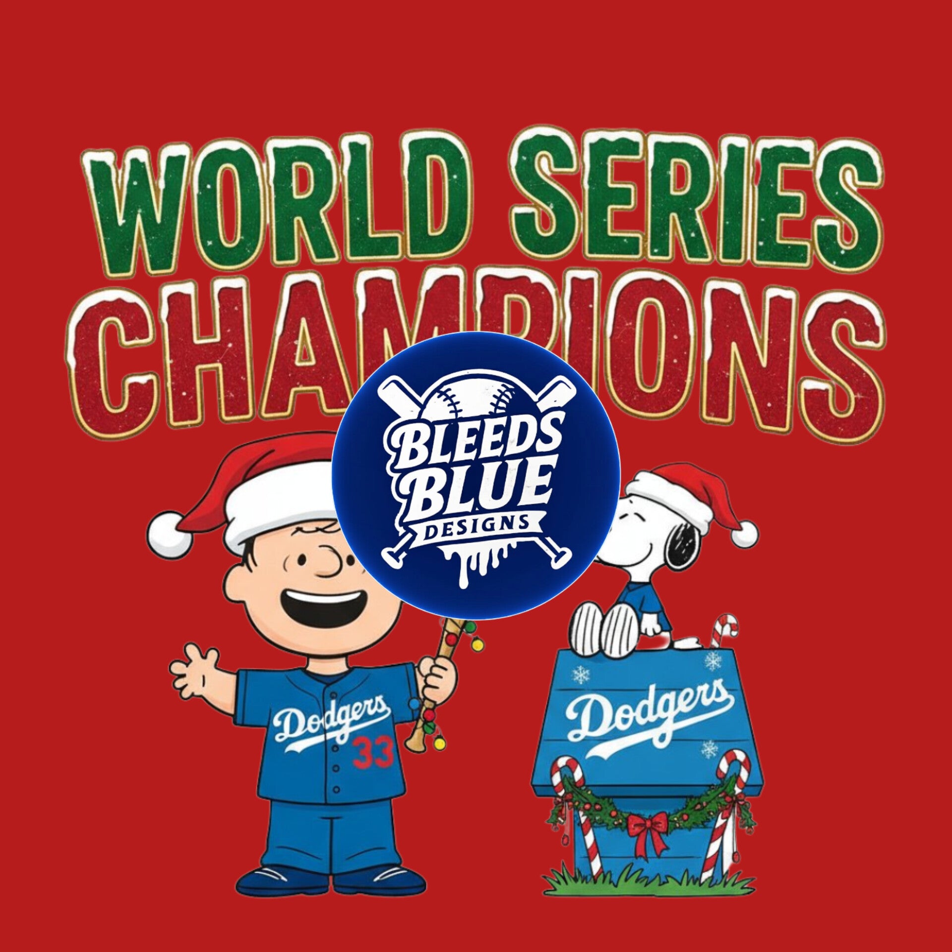Holiday Charlie Brown and Snoopy World Series Champion Dodgers PNG | Digital Art (6000x6000)