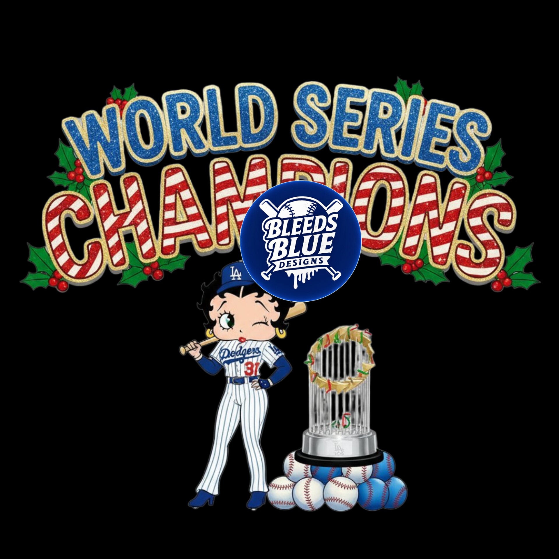 Holiday Betty Boop World Series Champion Dodgers PNG | Digital Art (6000x6000)