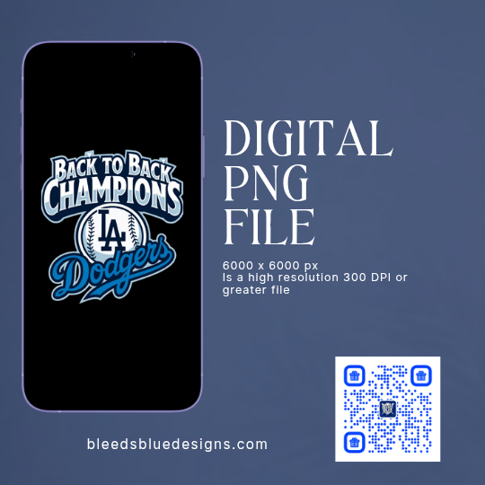 Dodgers Back to Back Champions All Blue PNG | Digital Art (6000x6000)
