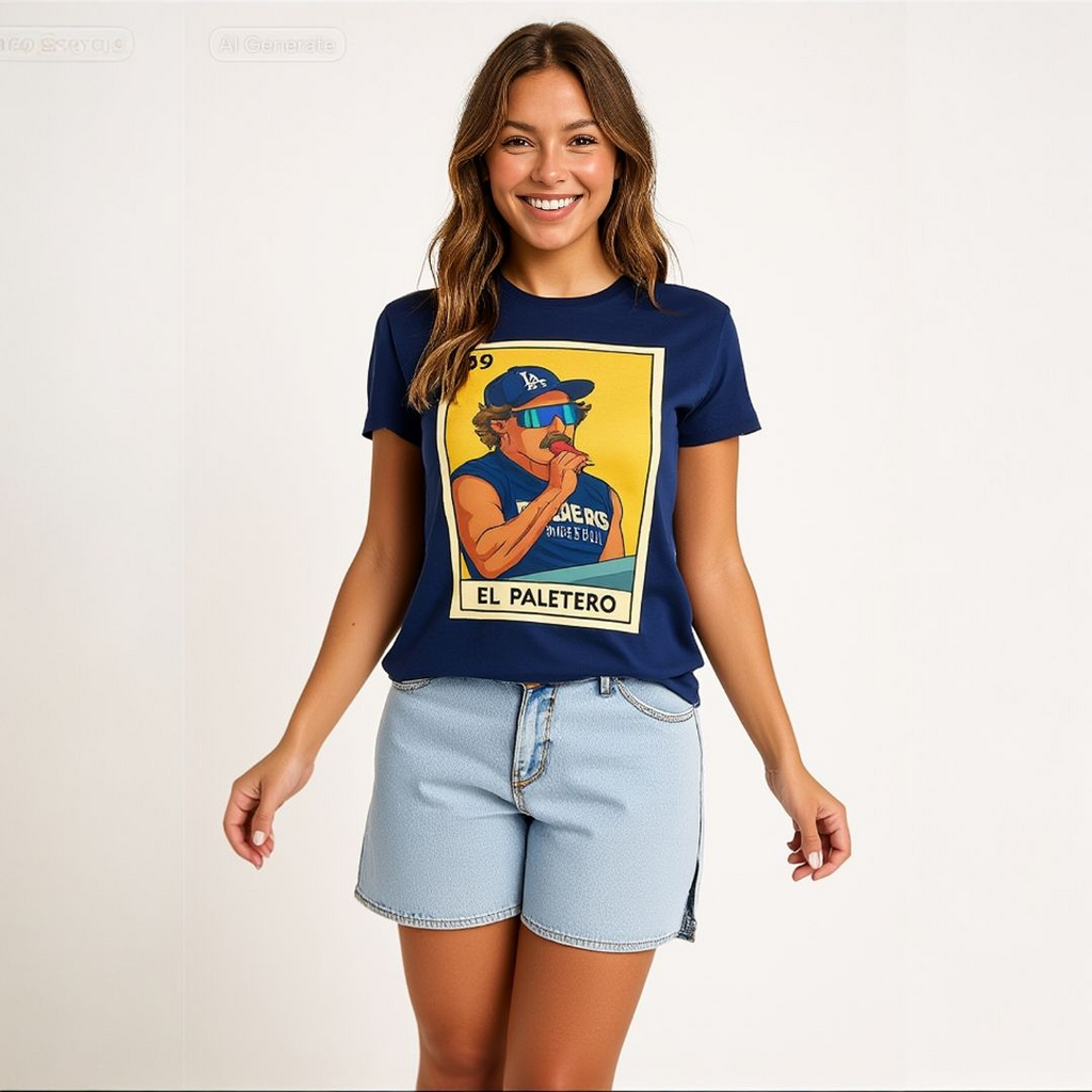 Kike El Paletero Loteria Card Tee Shirt -  Unisex Heavy Cotton Tee Casual Fit