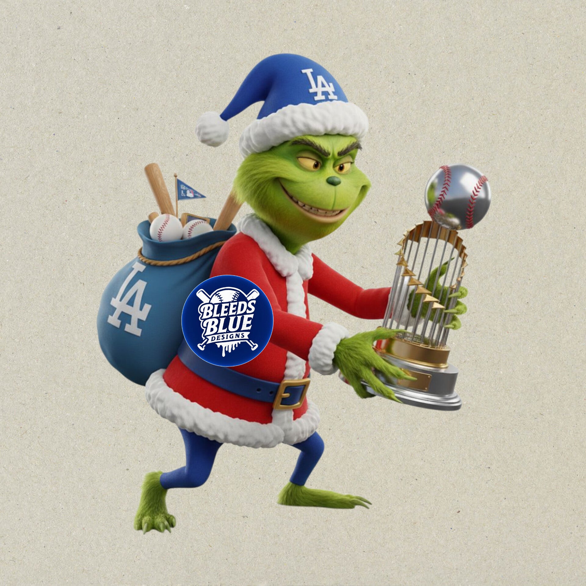 Holiday Dodgers Grinch with Trophy PNG | Back2Back Digital Art (6000x6000)