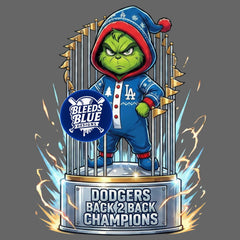 Holiday Dodgers Baby Grinch on Back 2 Back Trophy PNG | Digital Art (6000x6000)
