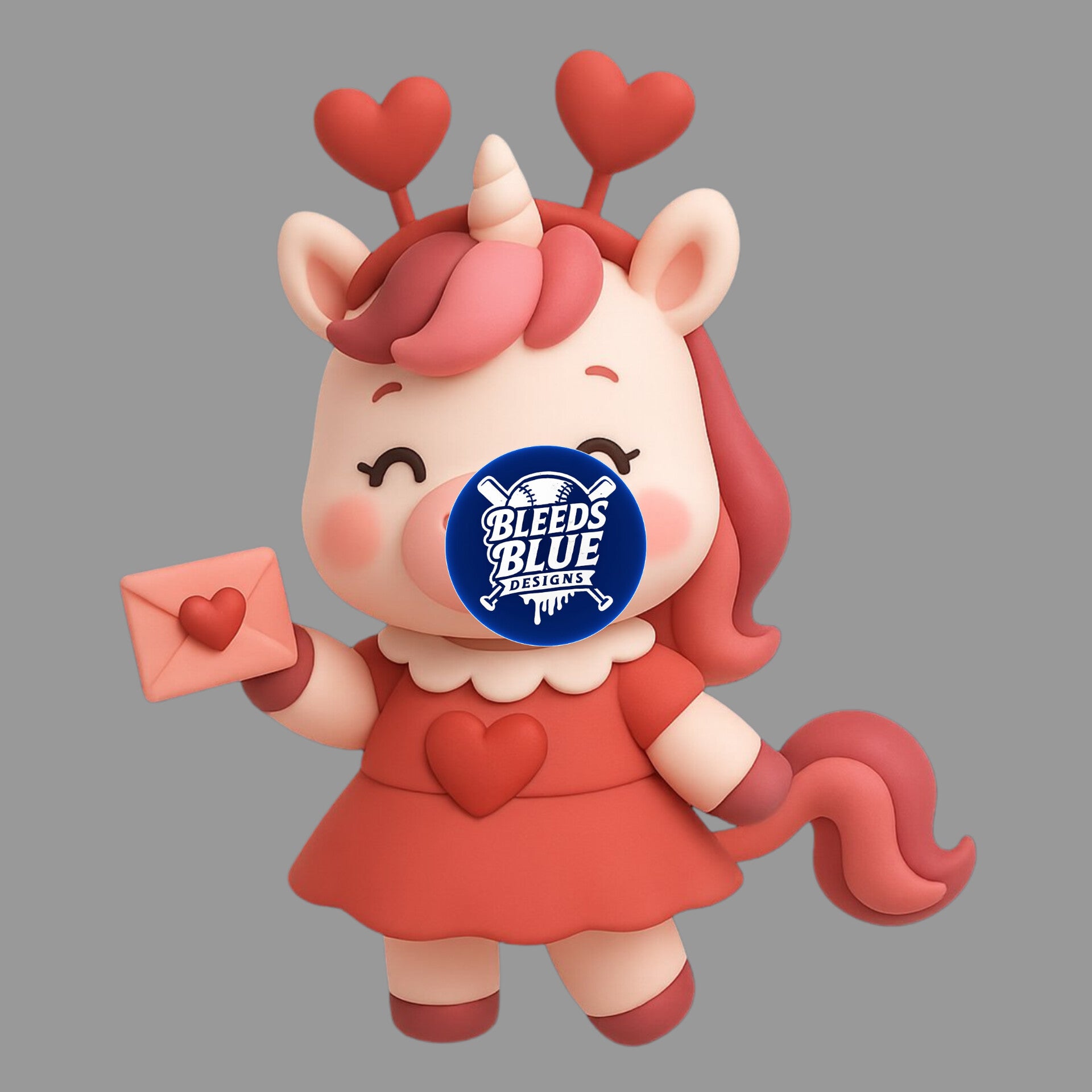 Pink Unicorn Valentine Heart Letter PNG | Digital Art (6000x6000)